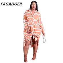 Load image into Gallery viewer, Plus Size Shirt Dress Summer Fashion Geometric Print Loose Dress Casual Elegant Women Dresses