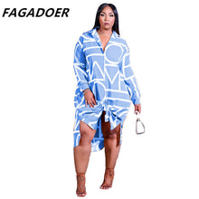 Load image into Gallery viewer, Plus Size Shirt Dress Summer Fashion Geometric Print Loose Dress Casual Elegant Women Dresses