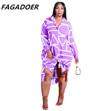 Load image into Gallery viewer, Plus Size Shirt Dress Summer Fashion Geometric Print Loose Dress Casual Elegant Women Dresses