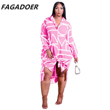 Load image into Gallery viewer, Plus Size Shirt Dress Summer Fashion Geometric Print Loose Dress Casual Elegant Women Dresses