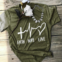 Load image into Gallery viewer, T-Shirt 5XL Plus Size Tees Tops Women  Fashion FAITH HOPE LOVE Print T-Shirt Casual Solid Neck Short Sleeve
